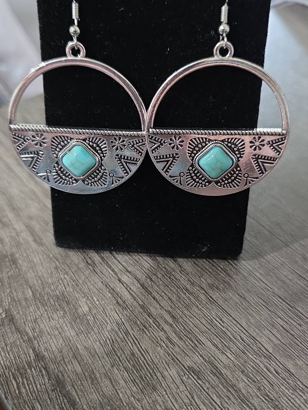Silver Filigree Turquoise Drop Earrings - Women Jewelry